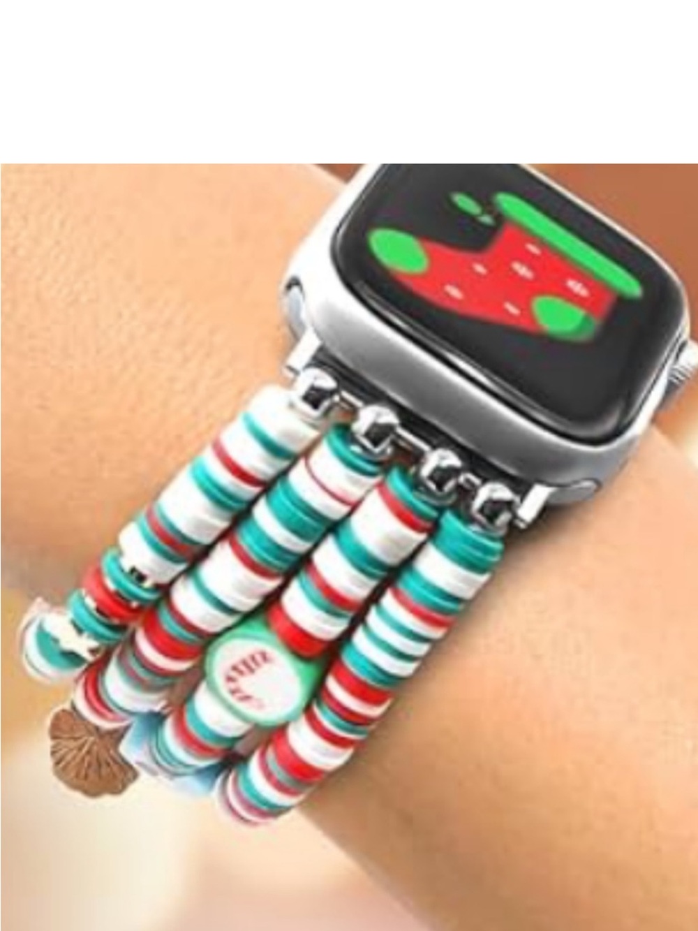 Beaded Multicolor Replacement Band for Smartwatch - Red/Green/White
